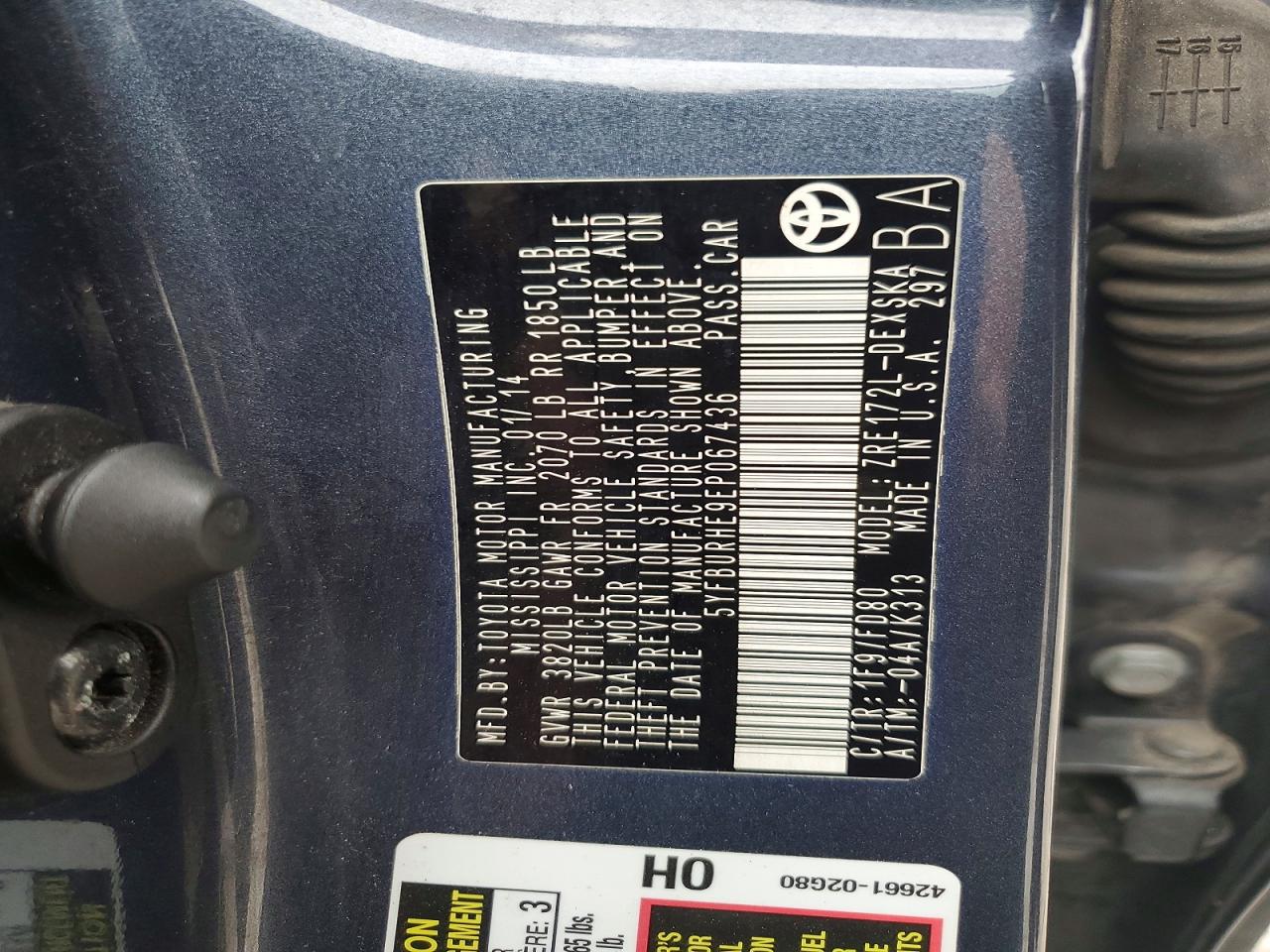 2014 TOYOTA COROLLA S PLUS photo 23