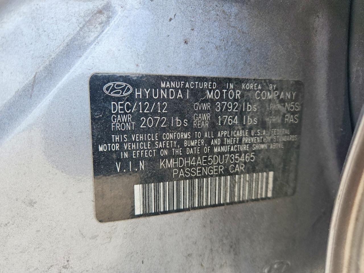 2013 HYUNDAI ELANTRA GLS photo 12