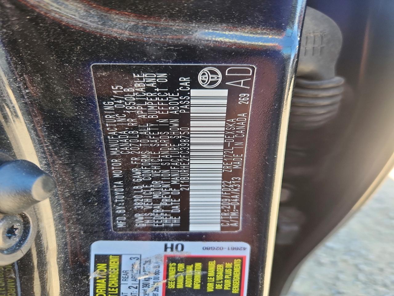 2015 TOYOTA COROLLA S PLUS photo 23