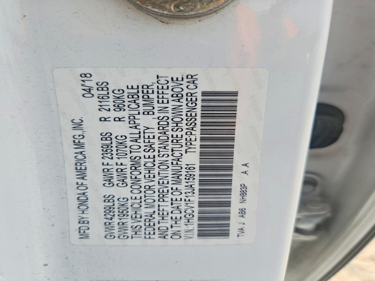 2018 HONDA ACCORD LX photo 23