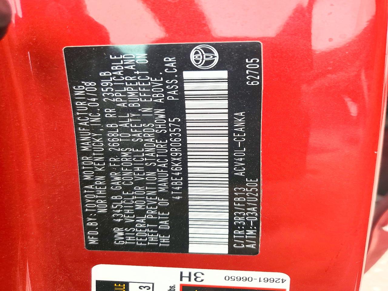 2009 TOYOTA CAMRY LE photo 12
