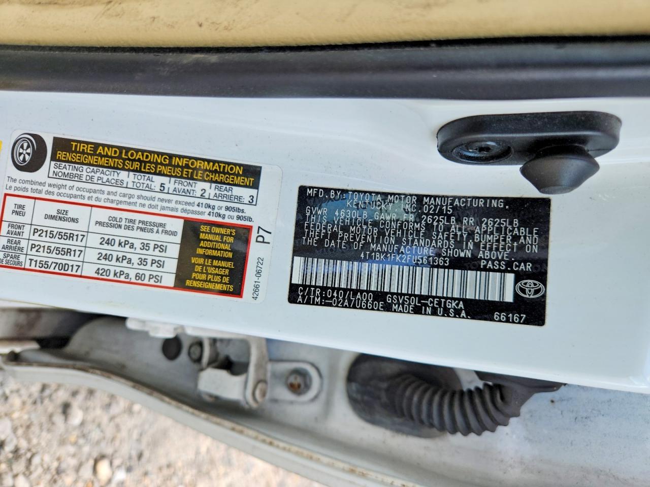 2015 TOYOTA CAMRY XLE V6 photo 34