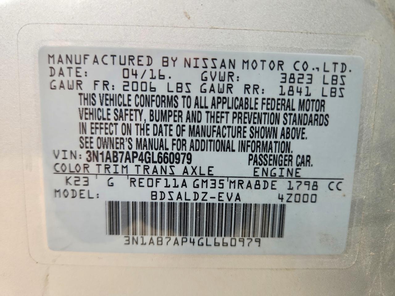2016 NISSAN SENTRA SV photo 23