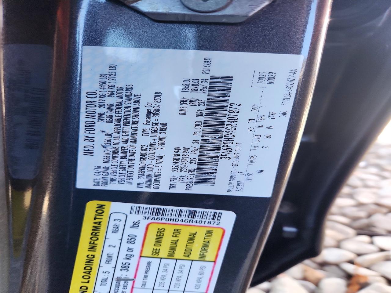 2016 FORD FUSION SE photo 23