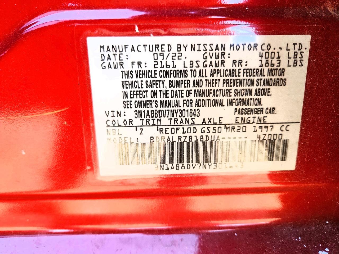 2022 NISSAN SENTRA SR photo 37