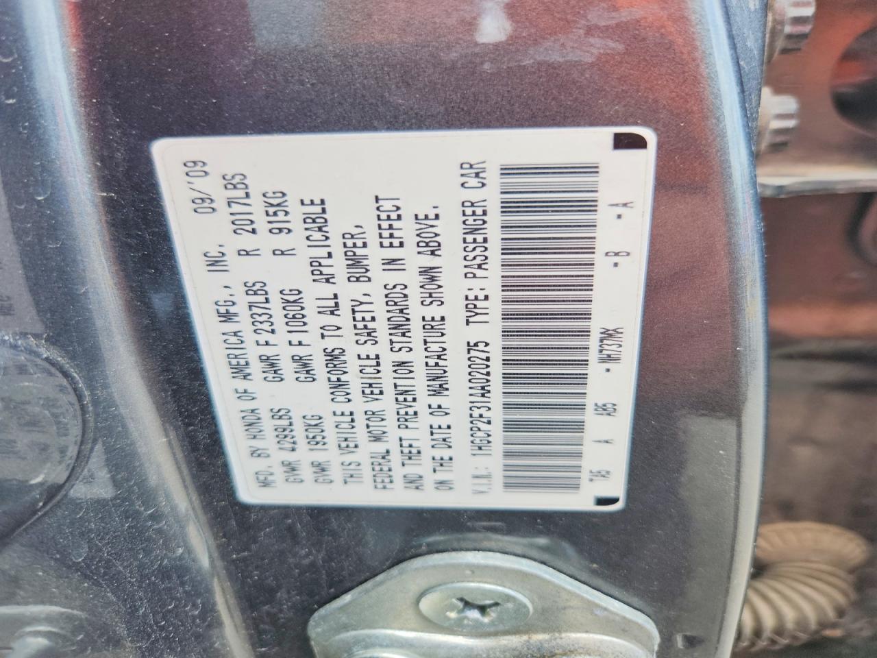 2010 HONDA ACCORD LX photo 12