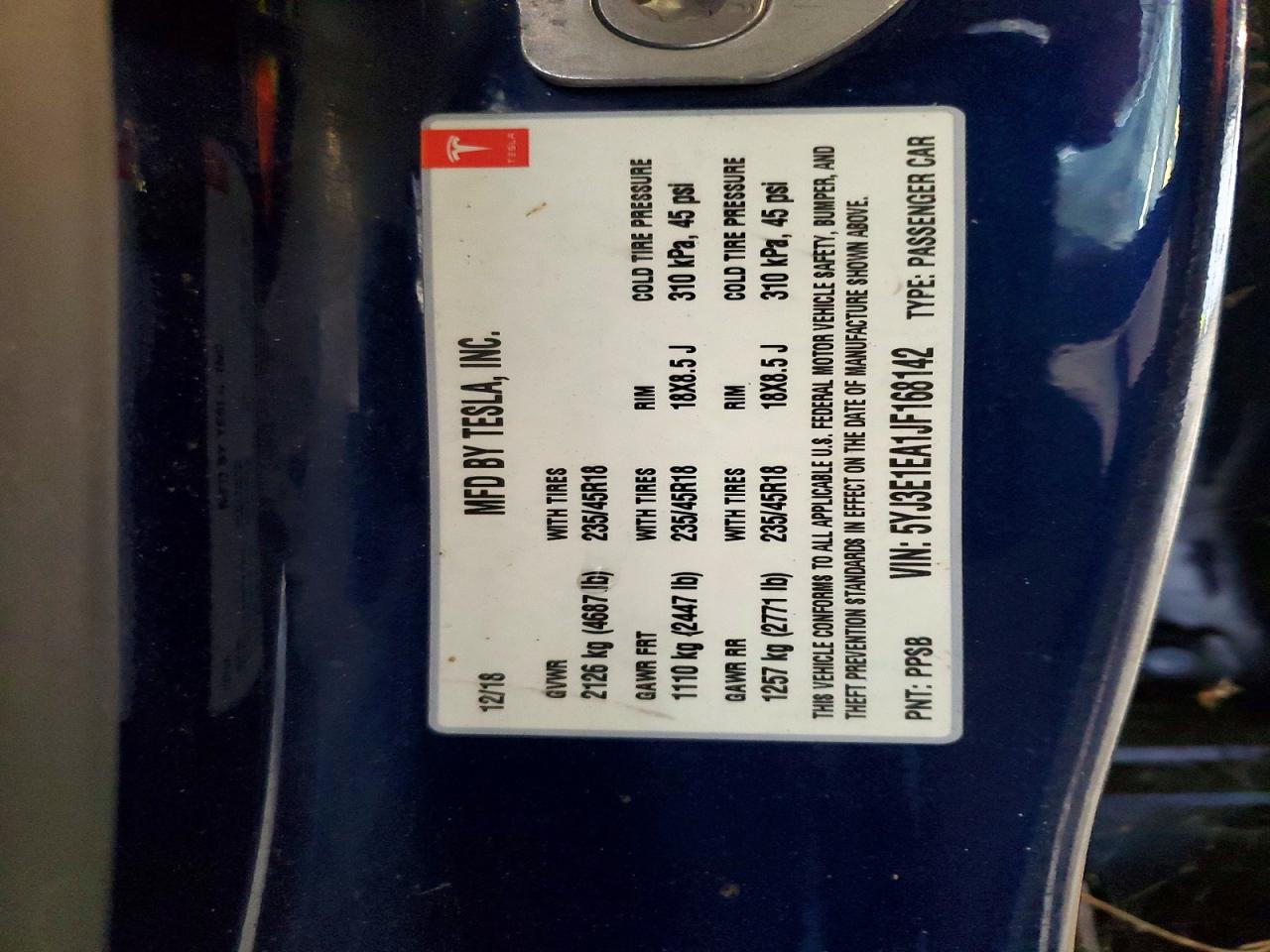 2018 TESLA MODEL 3 photo 23