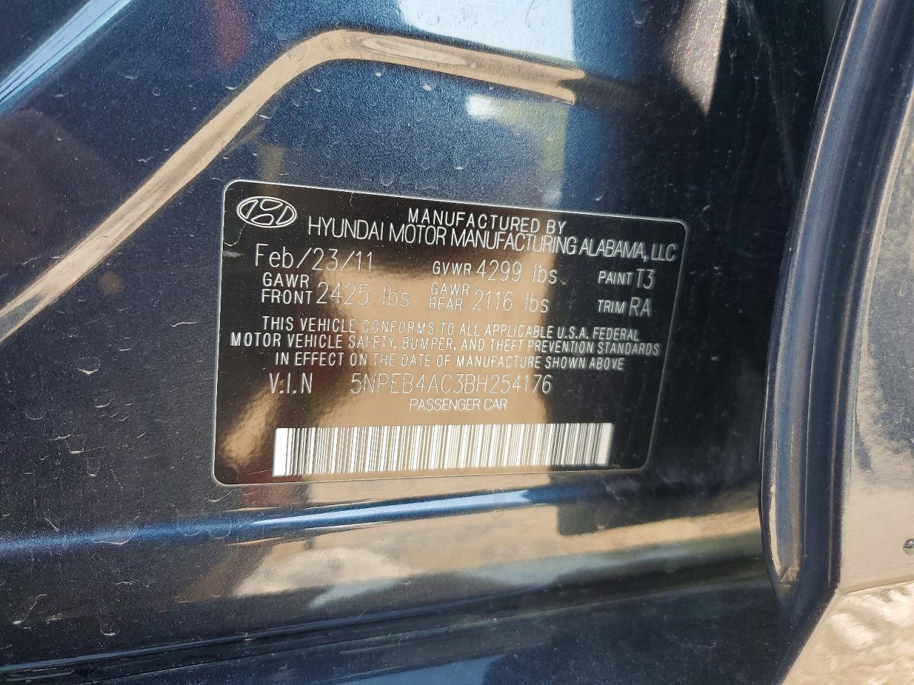 2011 HYUNDAI SONATA GLS photo 37