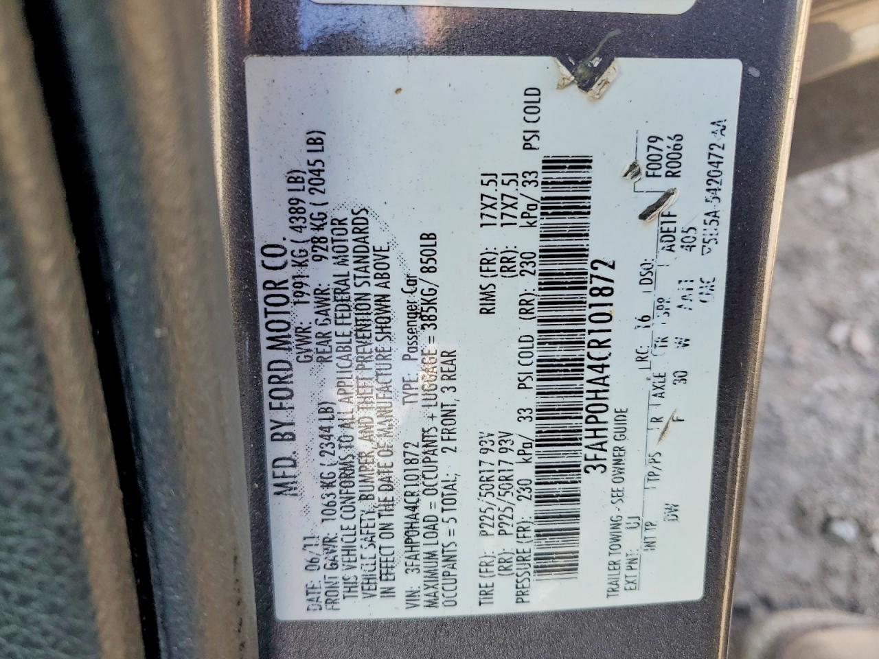 2012 FORD FUSION SE photo 23