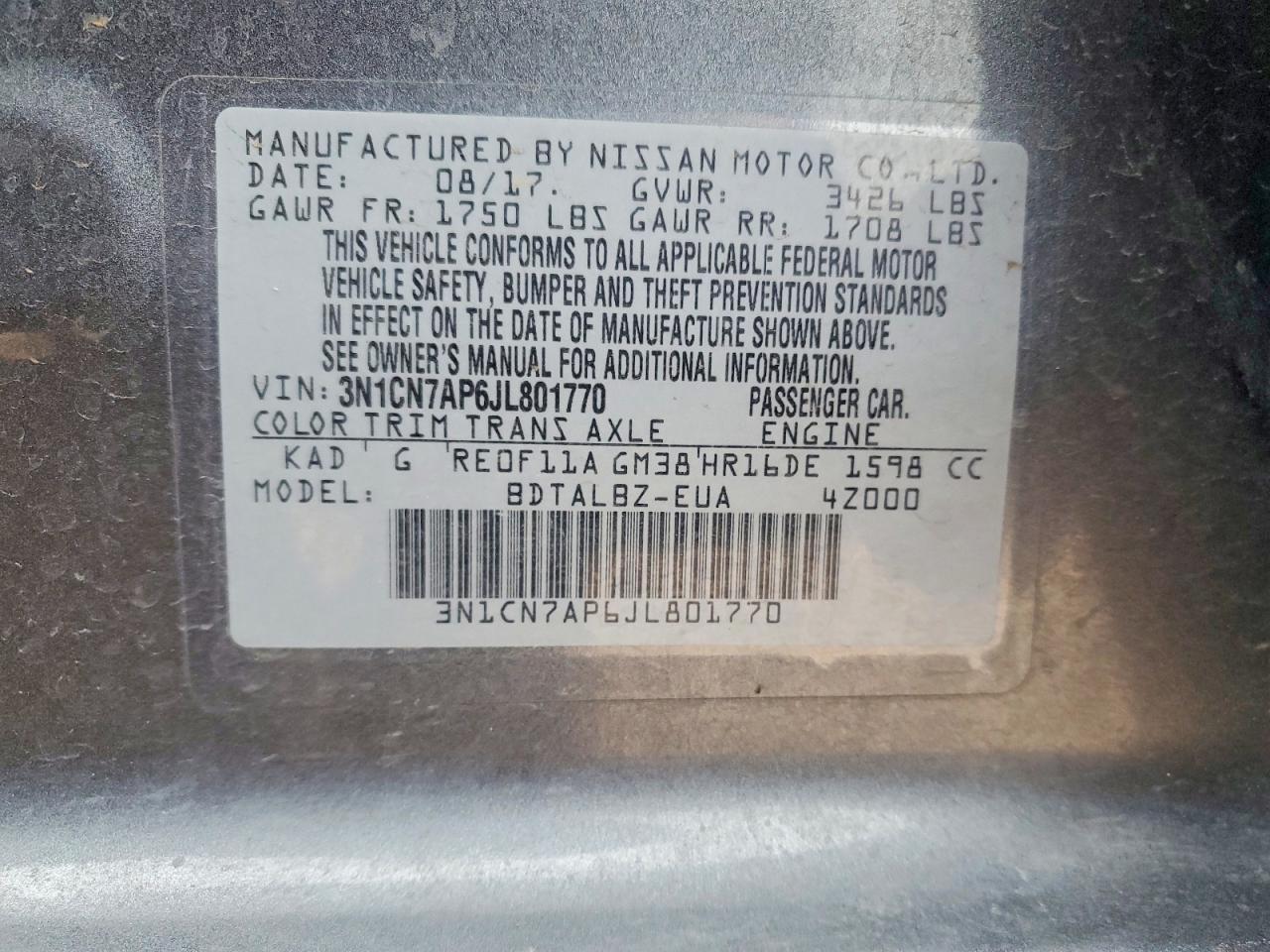 2018 NISSAN VERSA SV photo 23