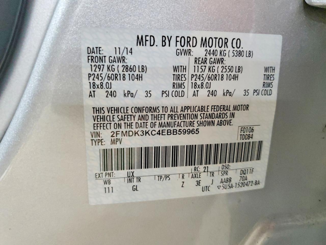 2014 FORD EDGE LIMITED photo 23