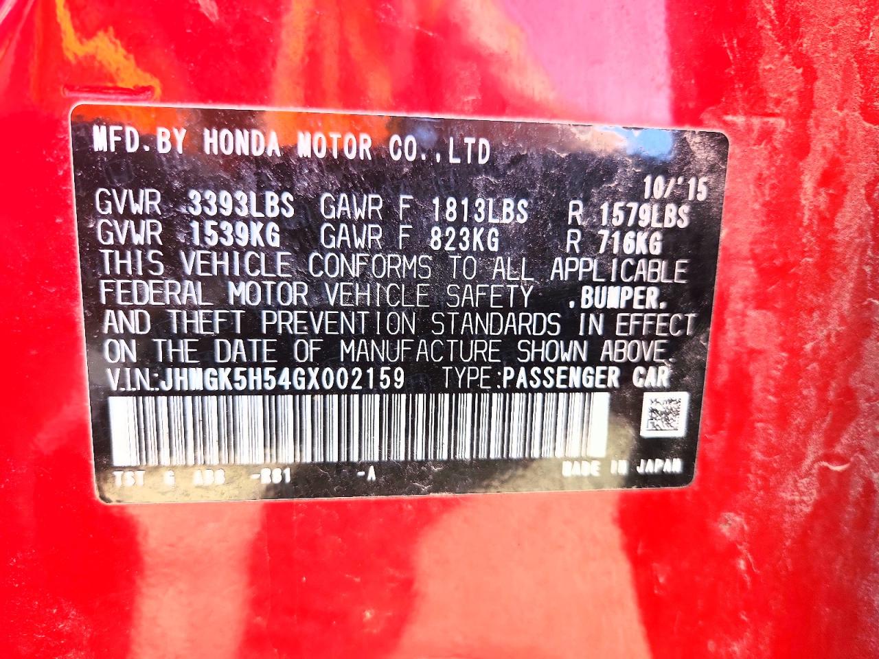 2016 HONDA FIT photo 34
