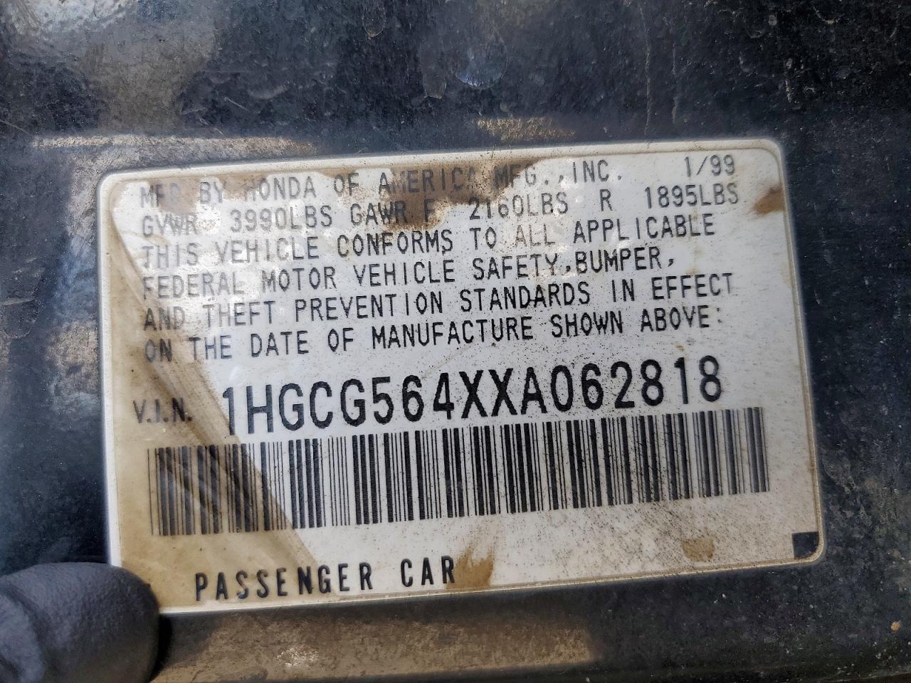 1999 HONDA ACCORD LX photo 13