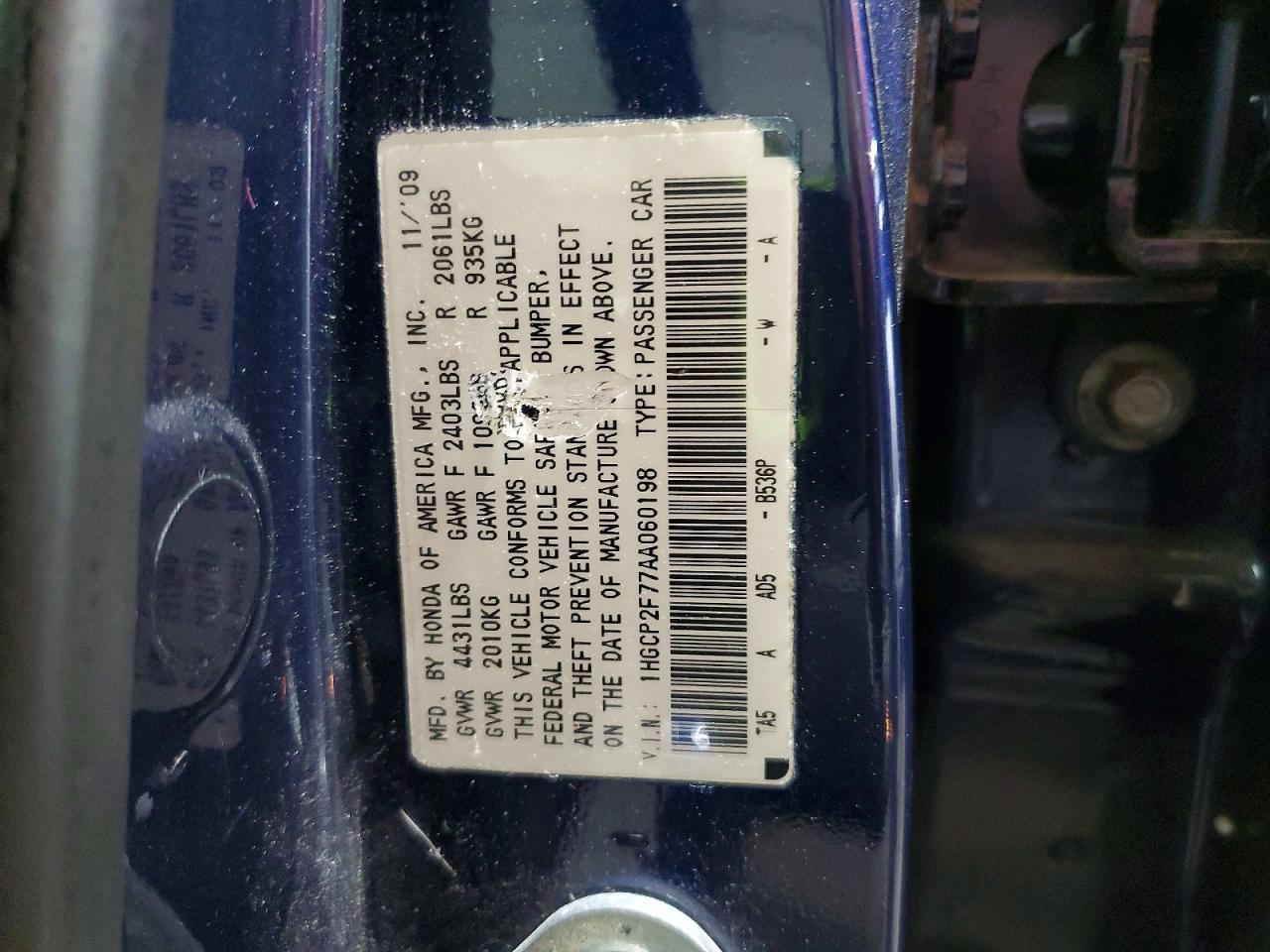 2010 HONDA ACCORD EX photo 37
