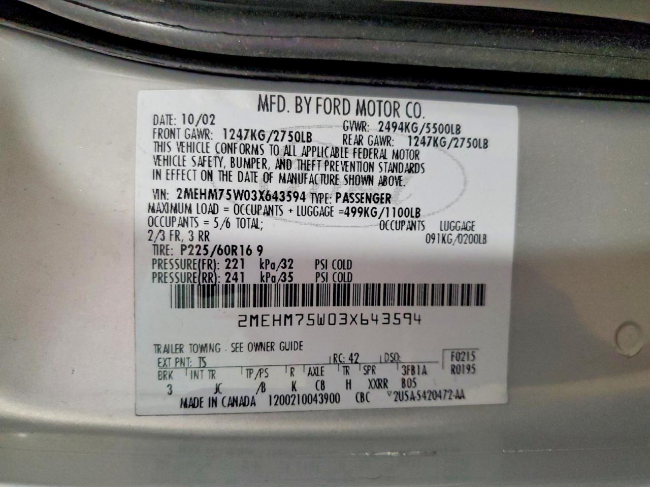 2003 MERCURY GRAND MARQUIS LS photo 34