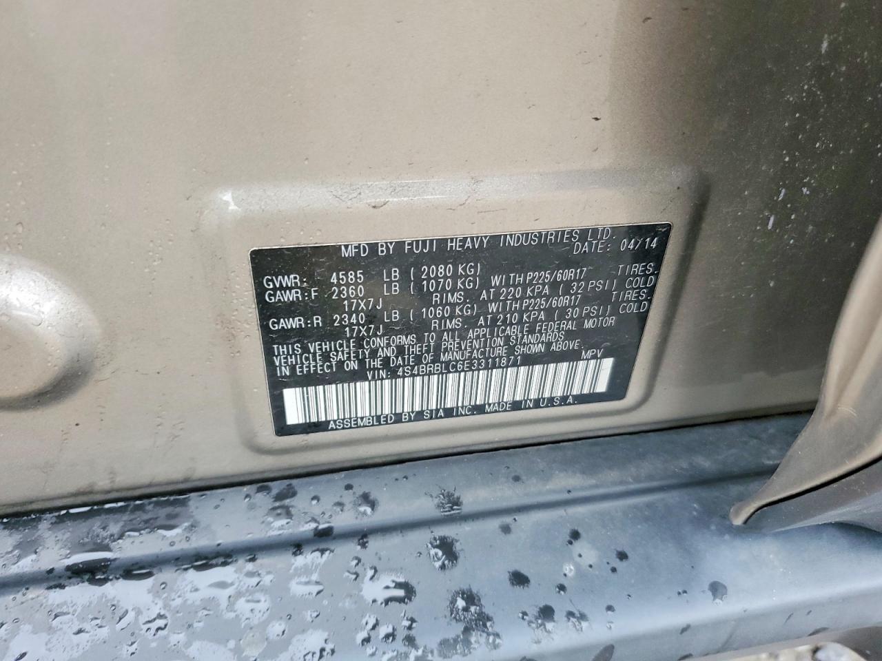 2014 SUBARU OUTBACK 2.5I LIMITED photo 25