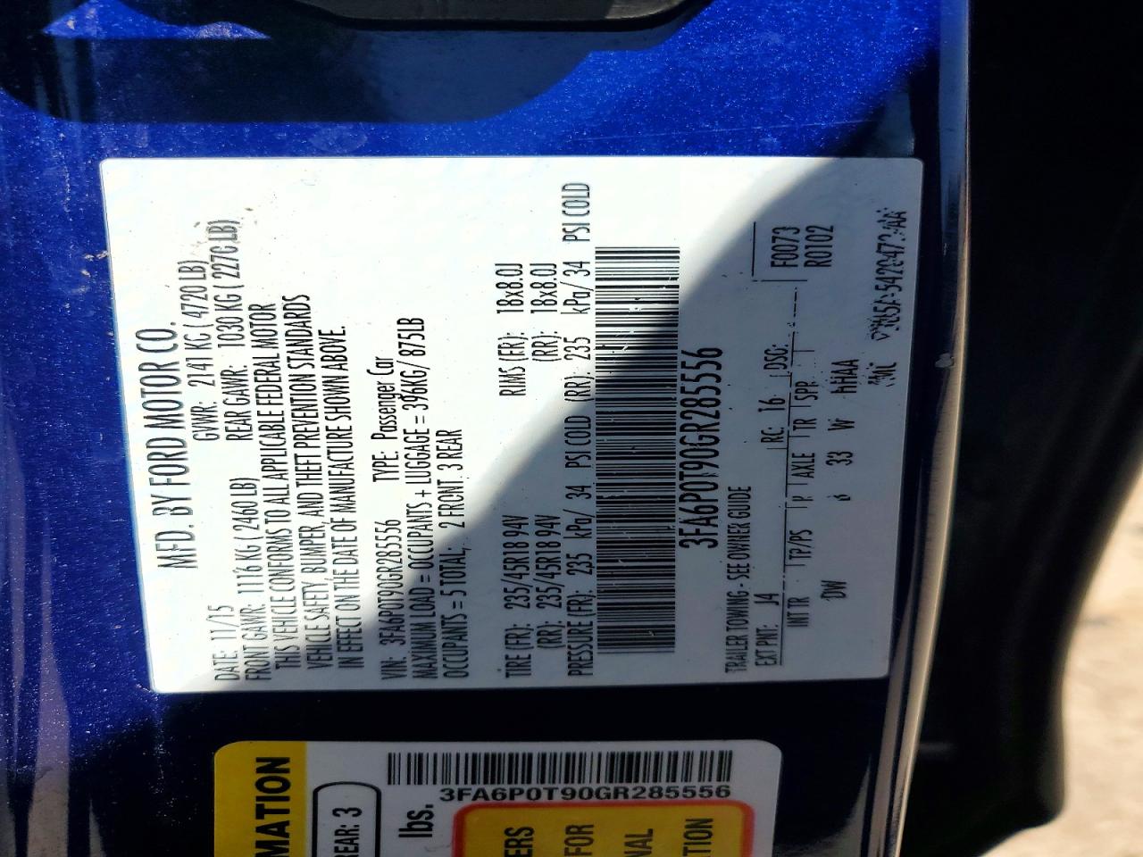 2016 FORD FUSION SE photo 23