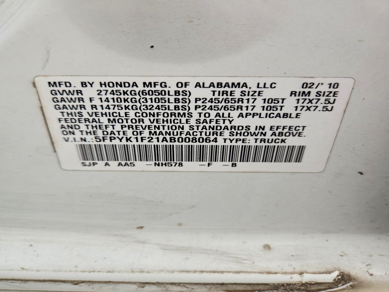 2010 HONDA RIDGELINE RT photo 34