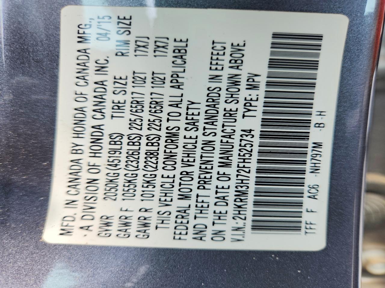 2015 HONDA CR-V EXL photo 37