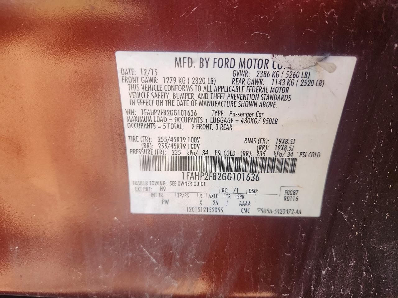 2016 FORD TAURUS LIMITED photo 23
