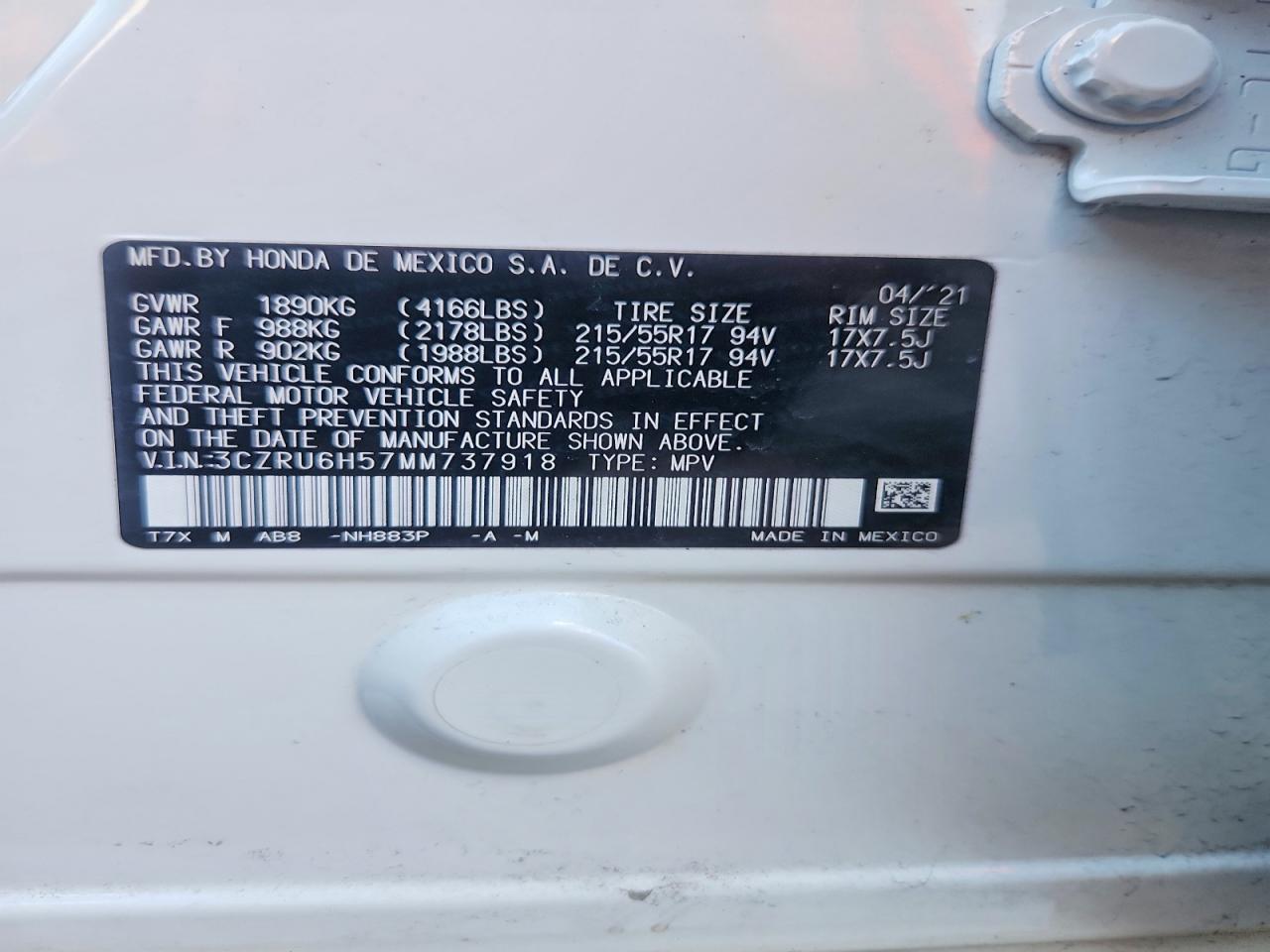 2021 HONDA HR-V EX photo 25