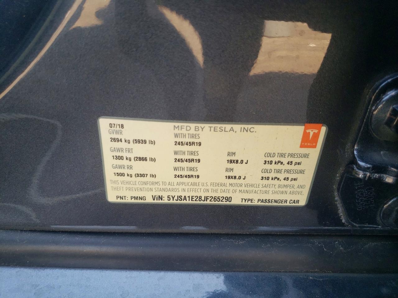 2018 TESLA MODEL S photo 12