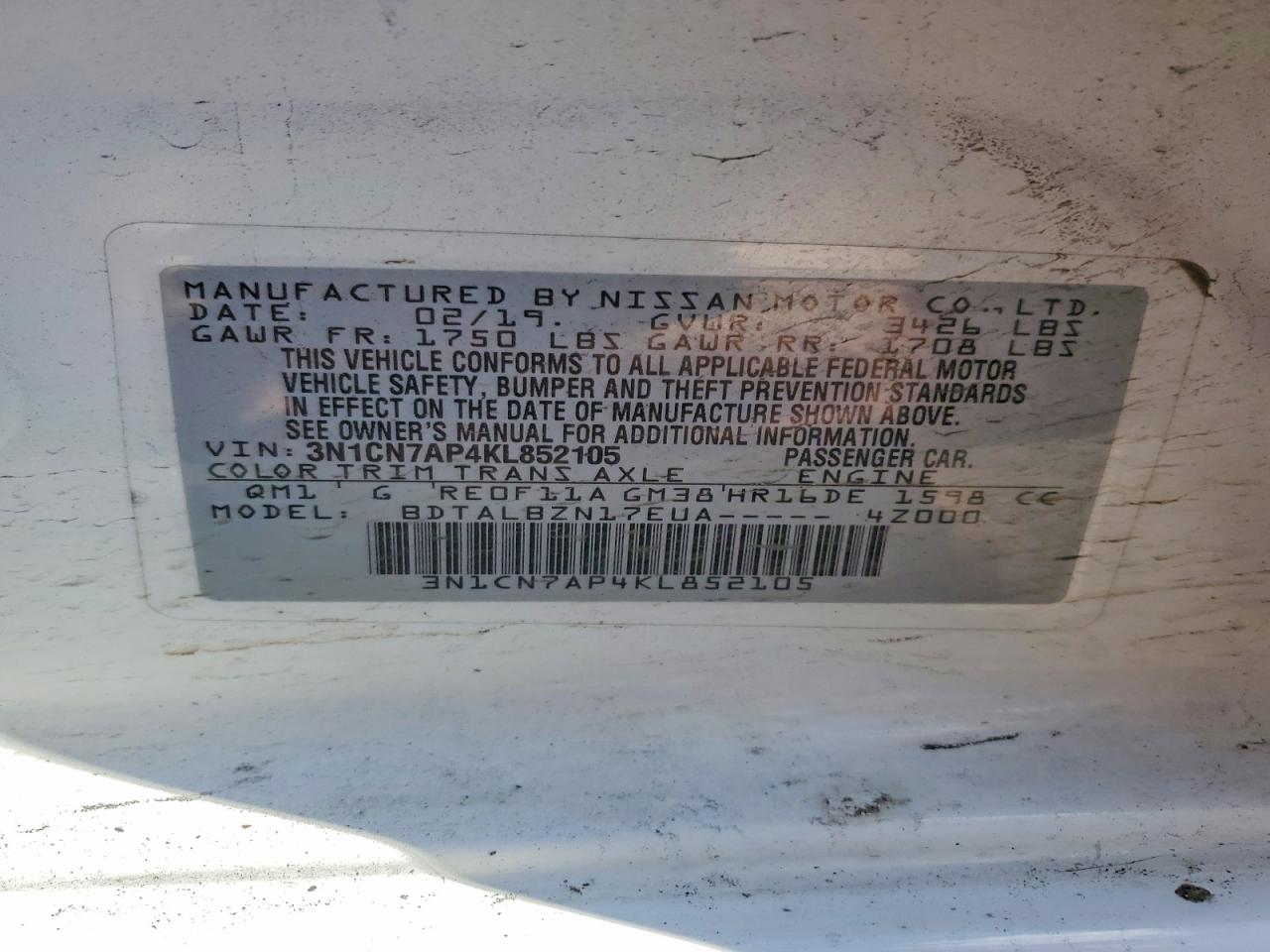 2019 NISSAN VERSA SV photo 23