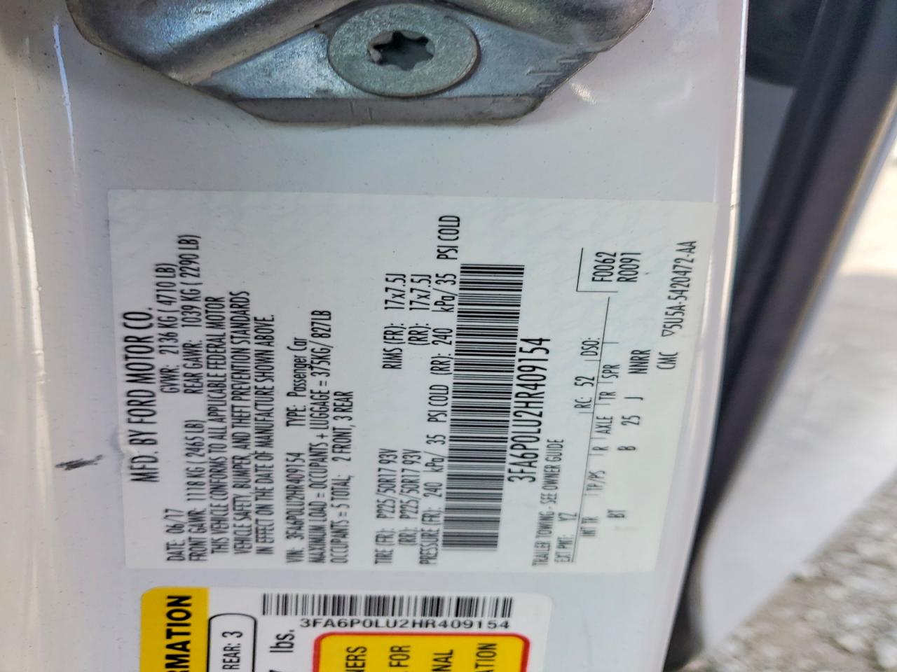 2017 FORD FUSION SE HYBRID photo 12