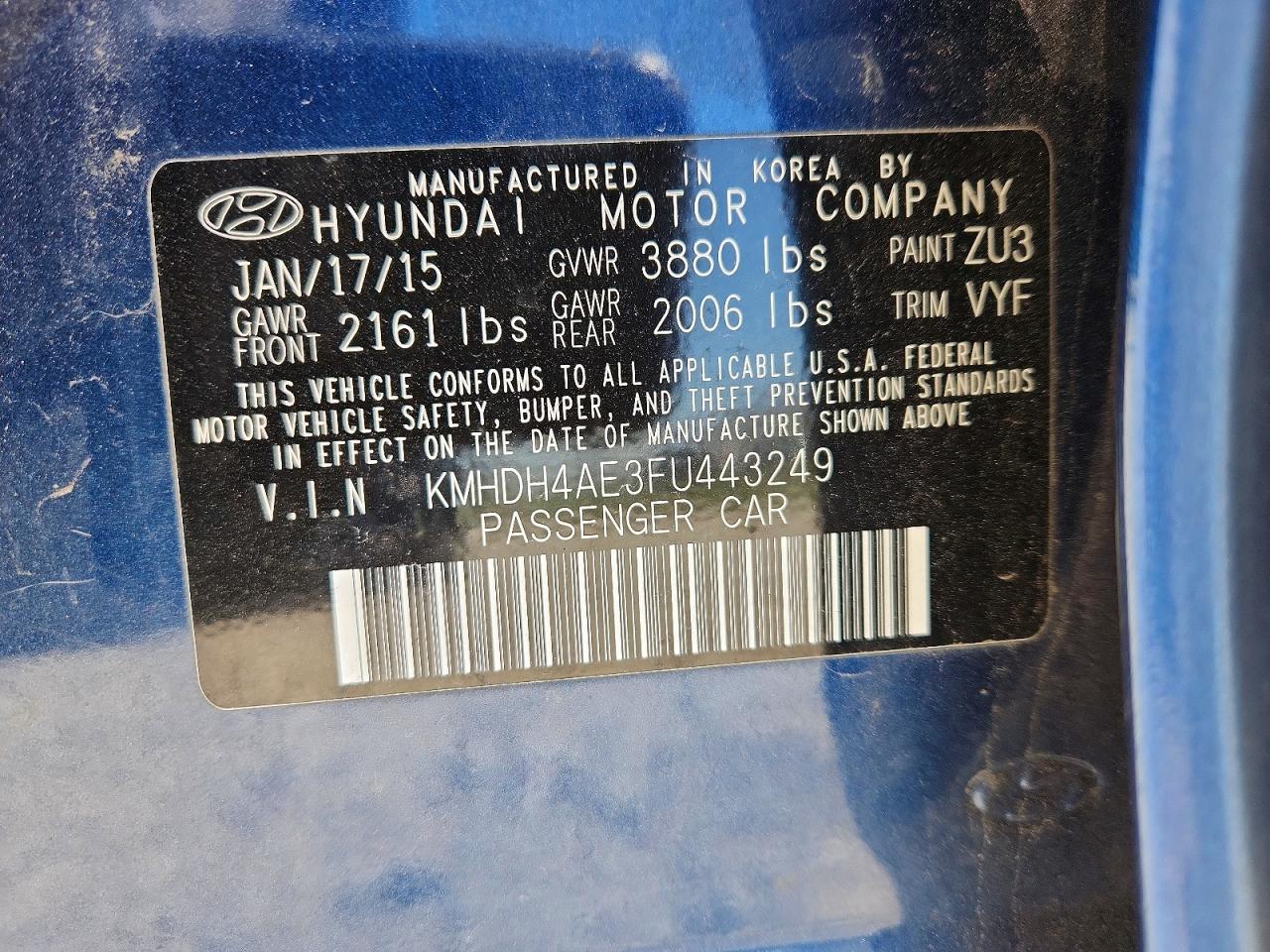 2015 HYUNDAI ELANTRA SE photo 25