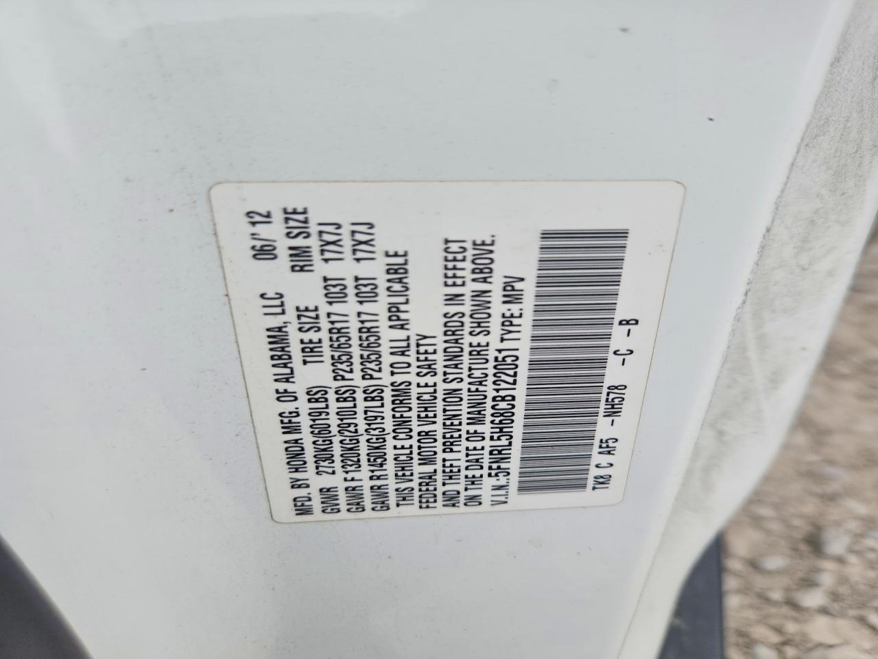 2012 HONDA ODYSSEY EXL photo 25