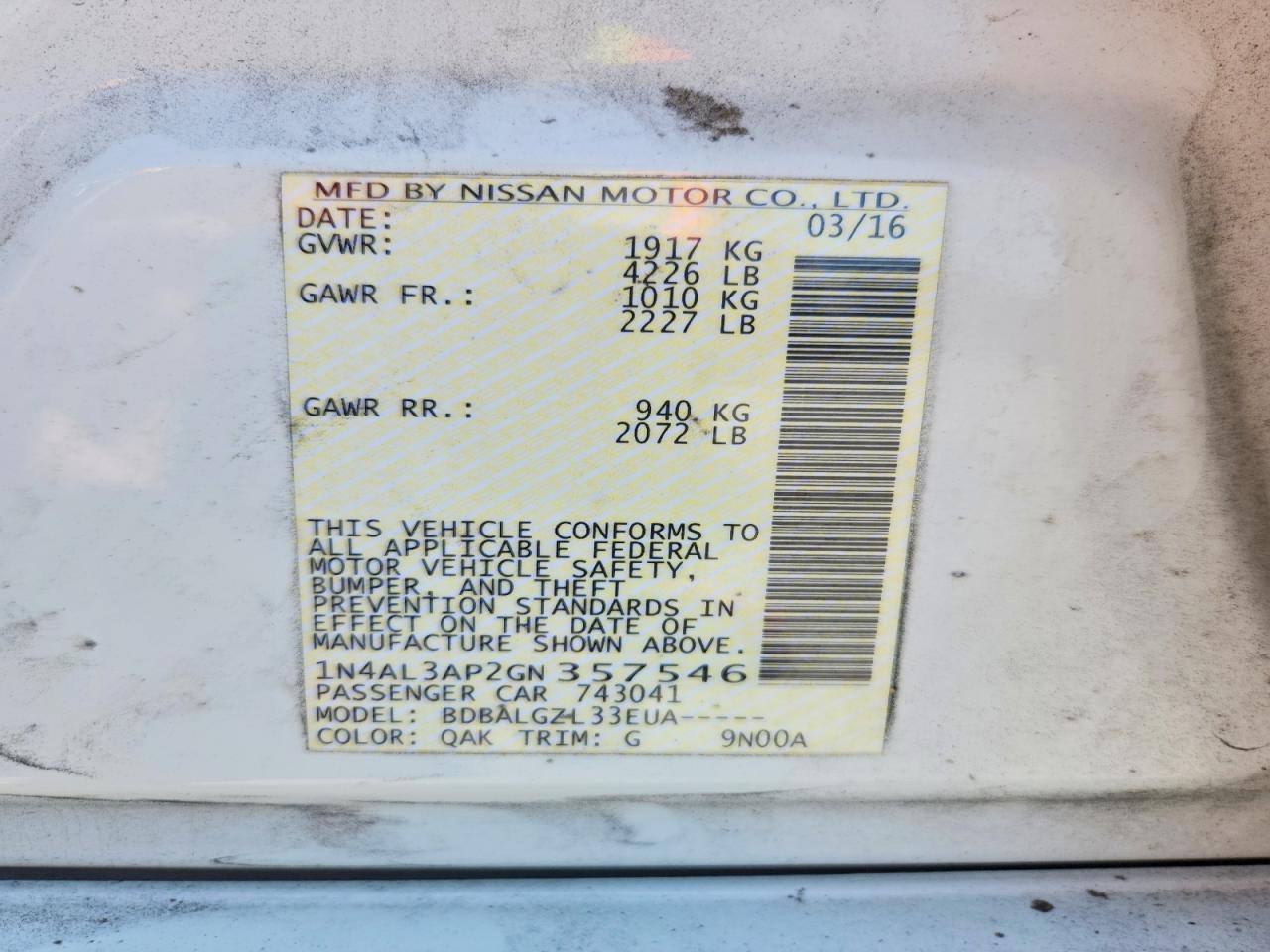 2016 NISSAN ALTIMA 2.5 S photo 25