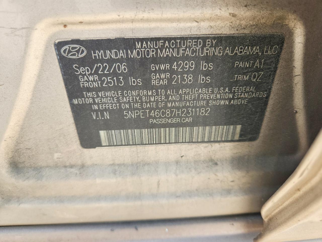 2007 HYUNDAI SONATA GLS photo 23