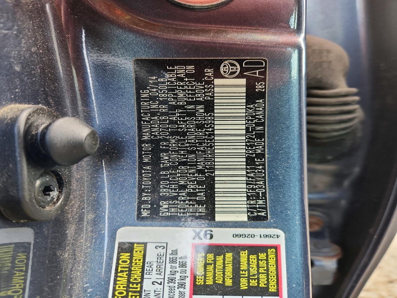 2014 TOYOTA COROLLA L photo 37