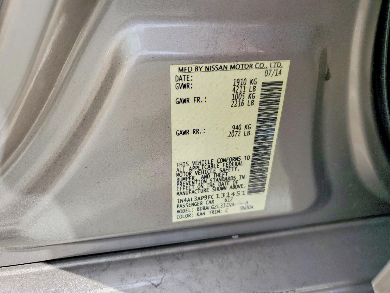2015 NISSAN ALTIMA 2.5 S photo 34