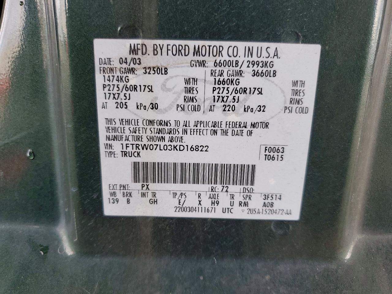 2003 FORD F150 SUPERCREW photo 12