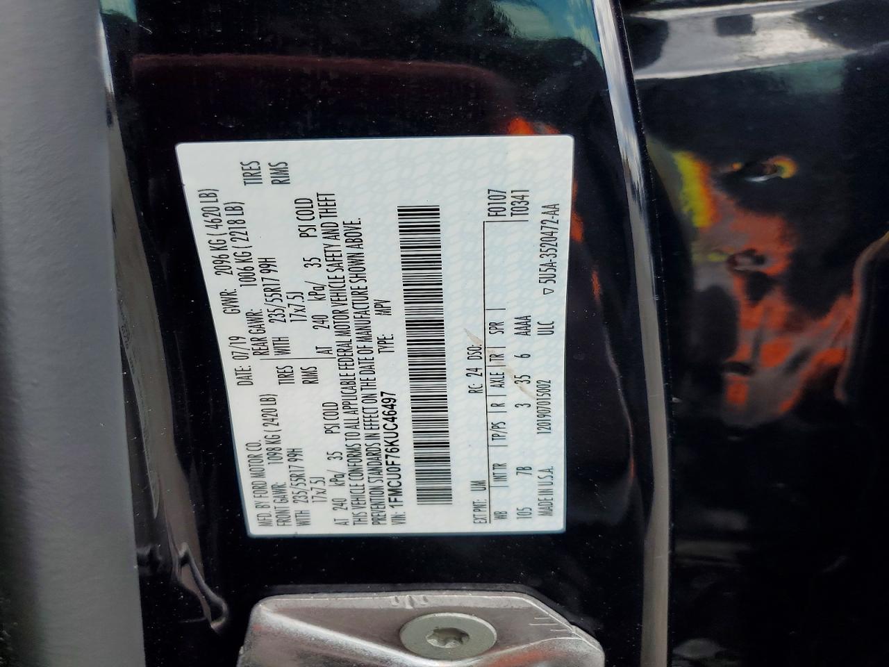 2019 FORD ESCAPE S photo 37