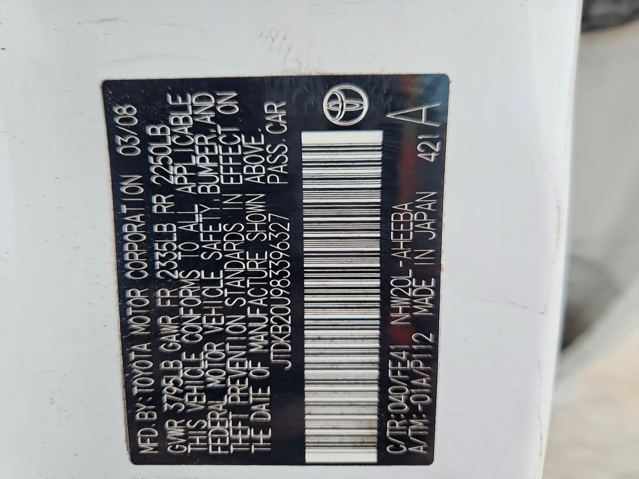 2008 TOYOTA PRIUS BASE photo 37