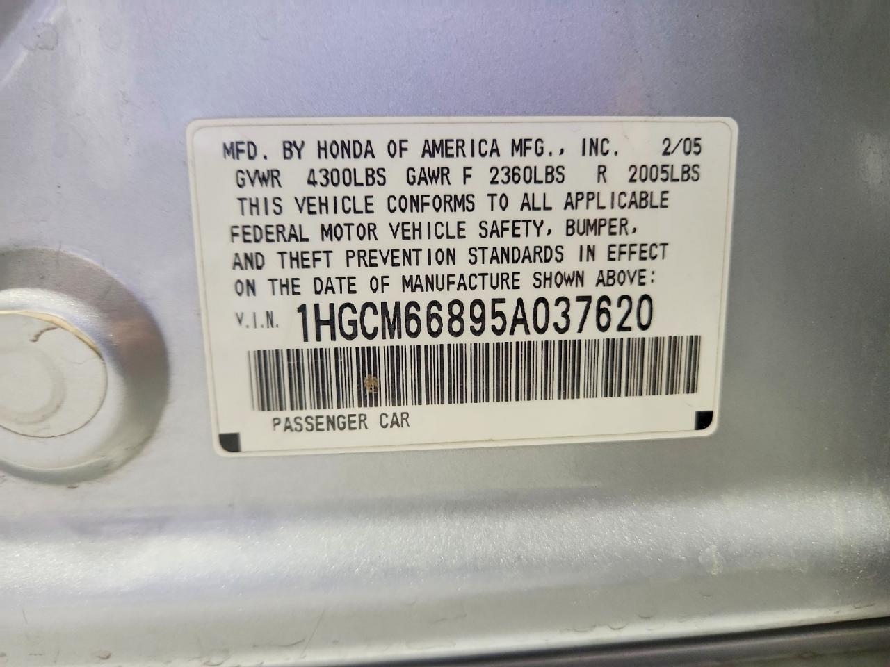2005 HONDA ACCORD EX photo 34