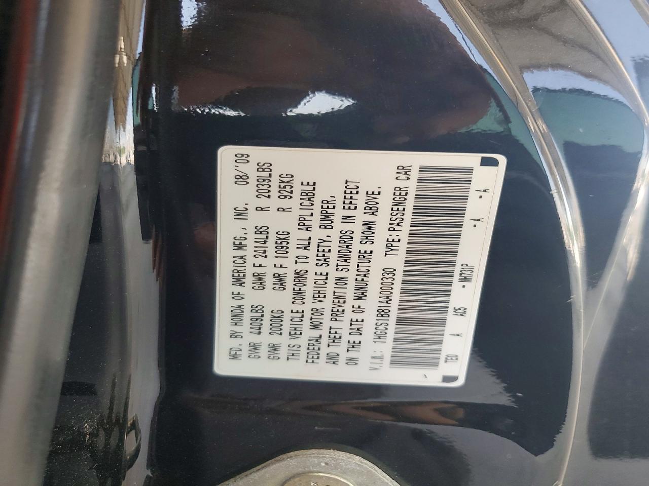 2010 HONDA ACCORD photo 34