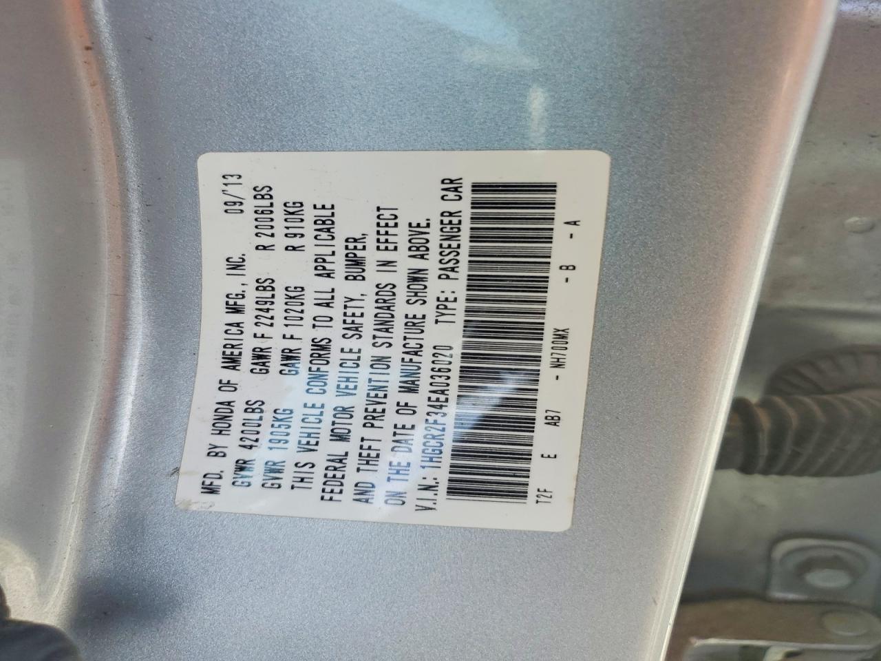 2014 HONDA ACCORD LX photo 12
