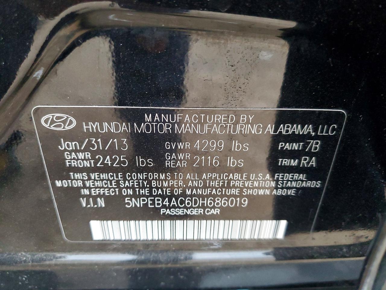 2013 HYUNDAI SONATA GLS photo 23