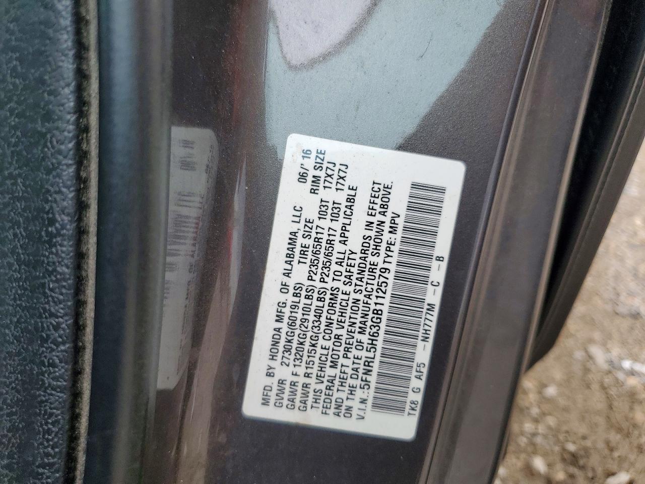 2016 HONDA ODYSSEY EXL photo 27