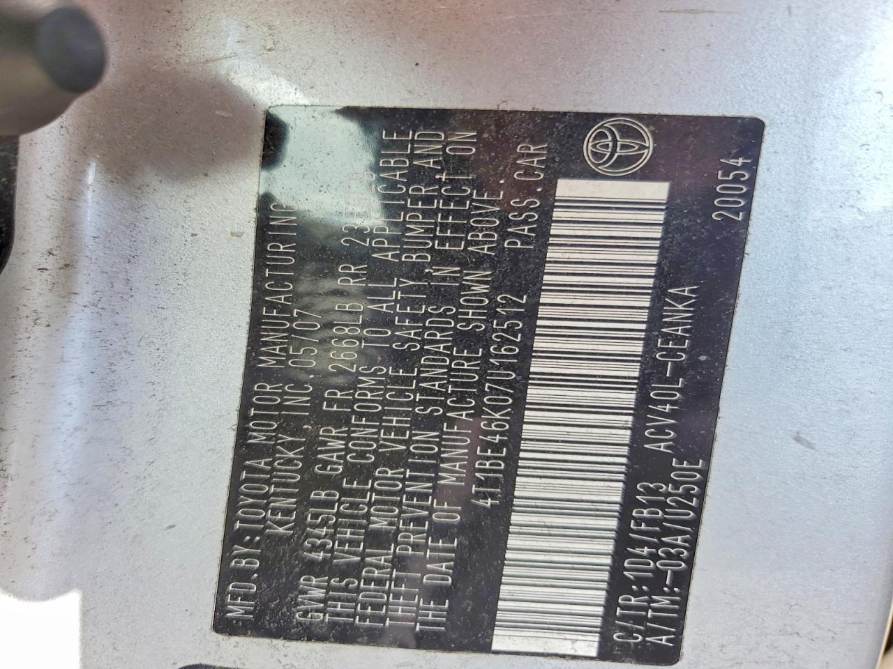 2007 TOYOTA CAMRY LE photo 23