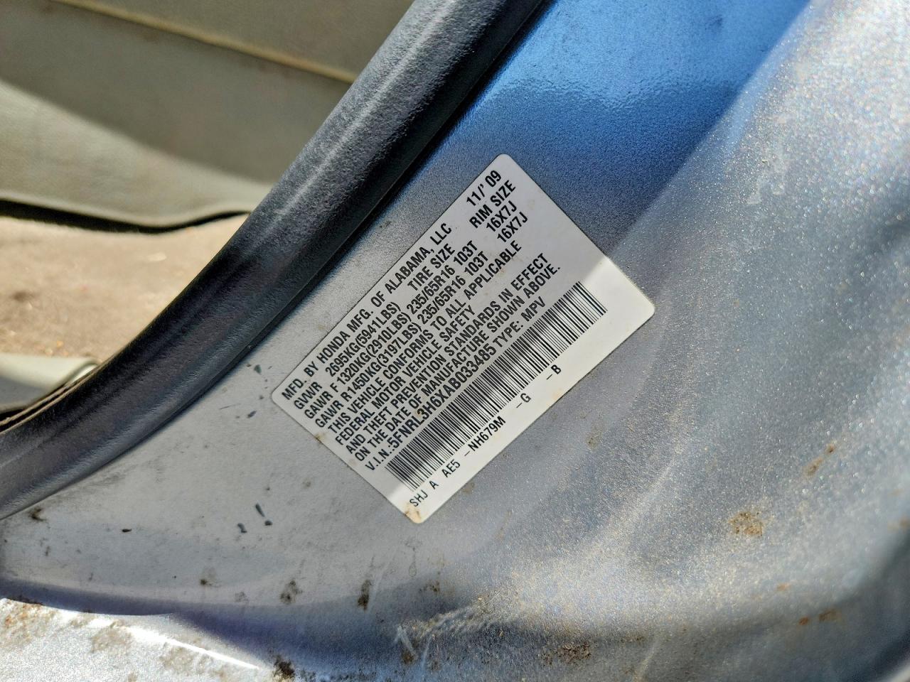 2010 HONDA ODYSSEY EXL photo 37