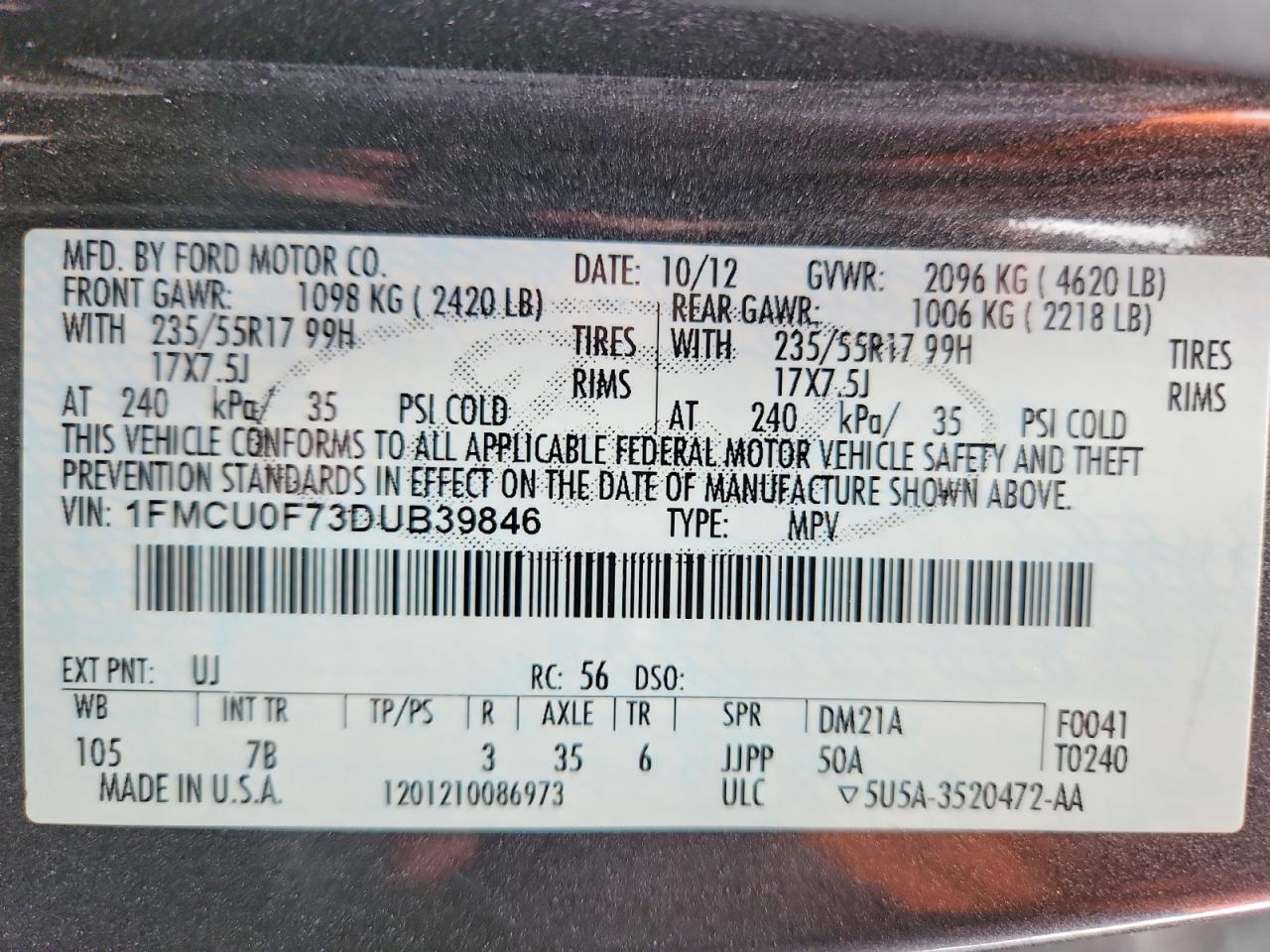 2013 FORD ESCAPE S photo 27