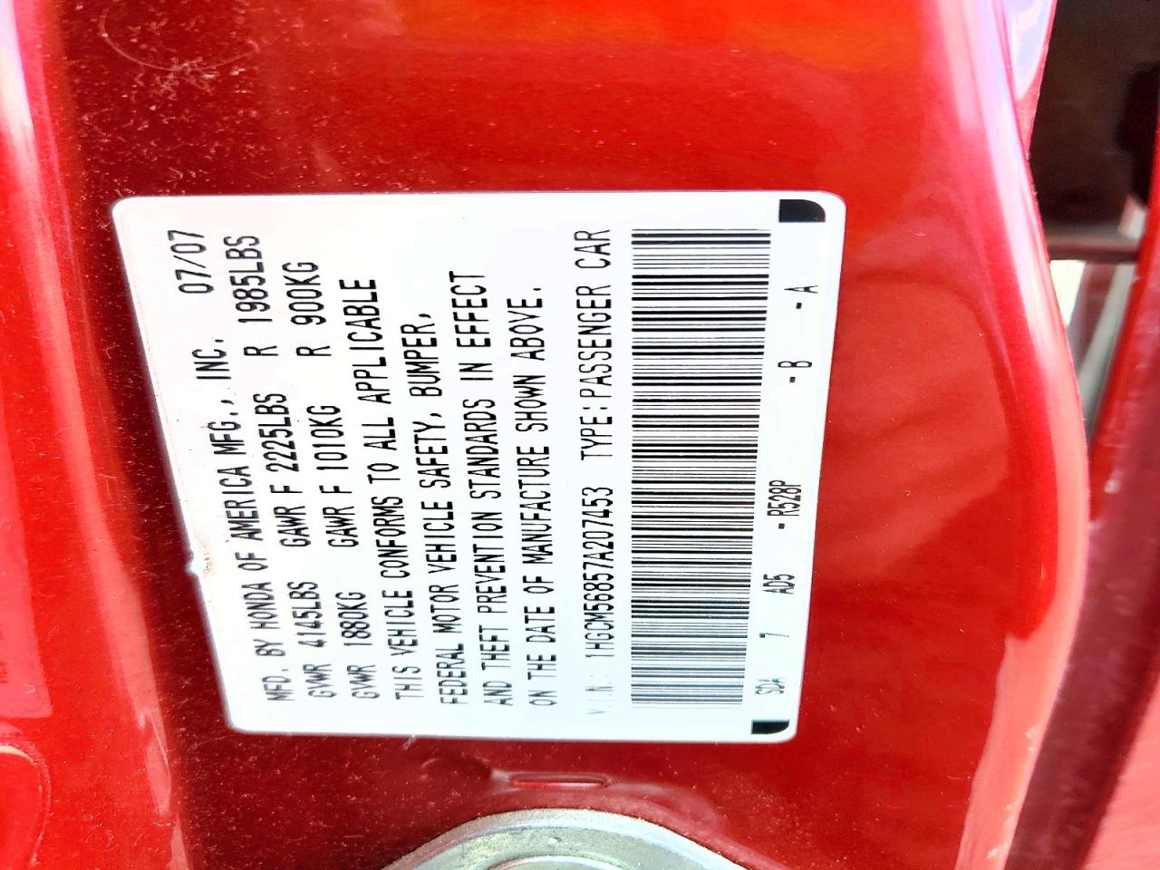 2007 HONDA ACCORD EX photo 34