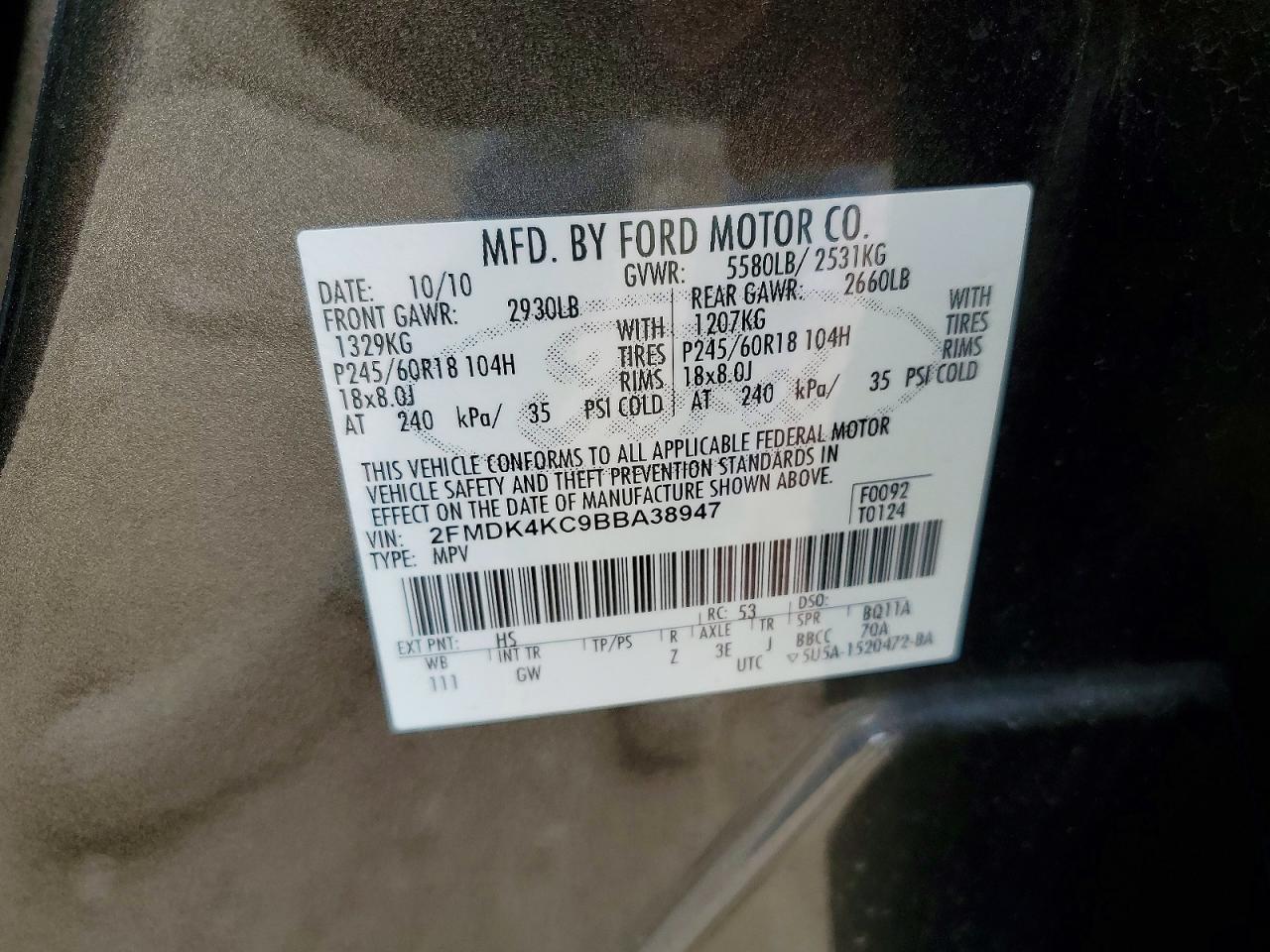 2011 FORD EDGE LIMITED photo 23