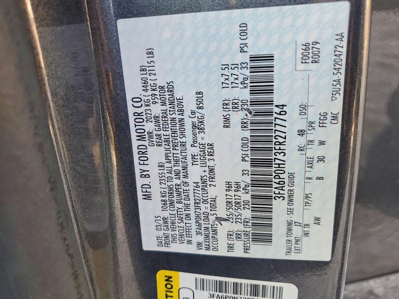 2015 FORD FUSION SE photo 23