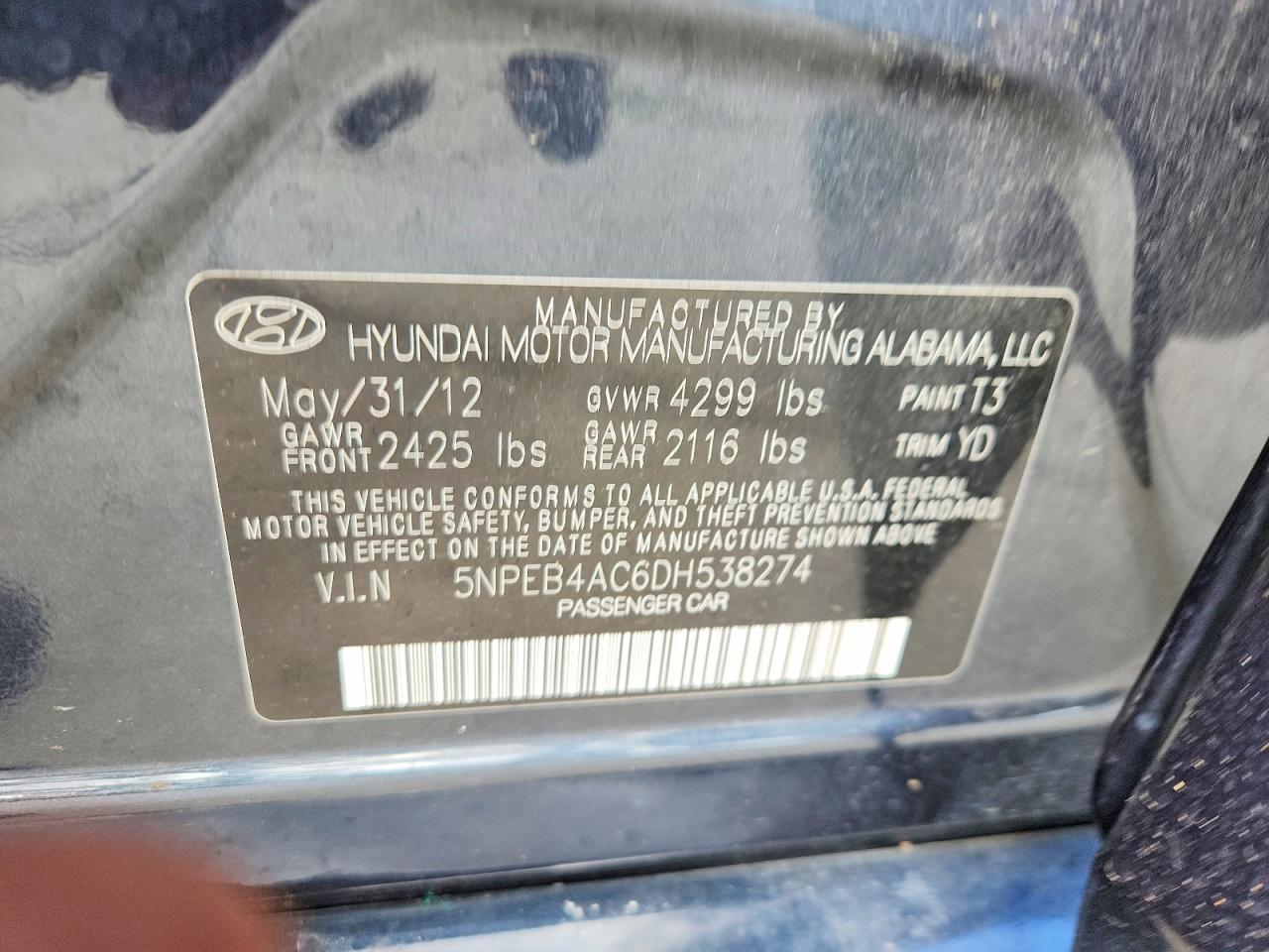 2013 HYUNDAI SONATA GLS photo 23