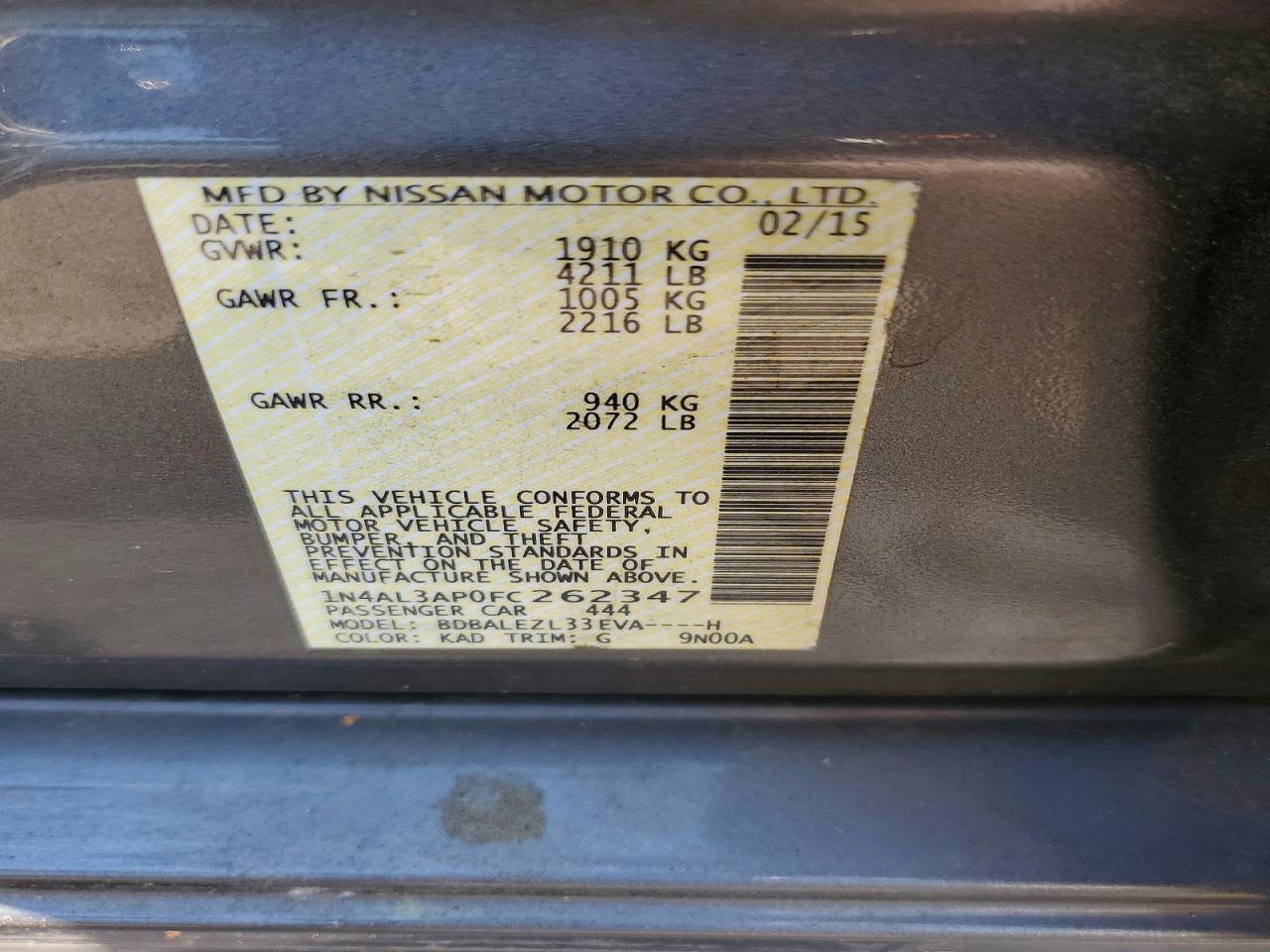 2015 NISSAN ALTIMA 2.5 S photo 25